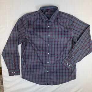 UNTUCKit Classic Plaid Tall Slim Shirt – Navy, maroon (Size XL)